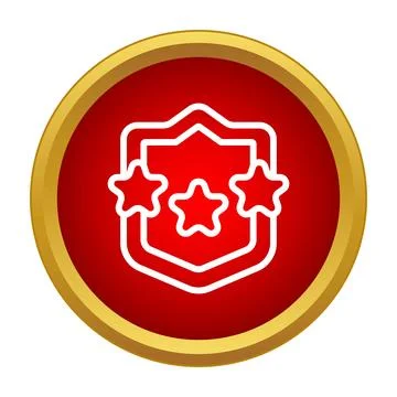 Red shield icon with three stars rating achievement 스톡 일러스트