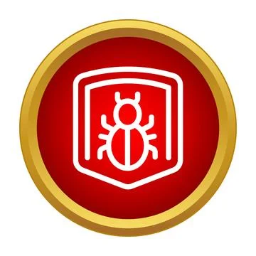 Red shield protecting from digital bug icon Stock Illustration