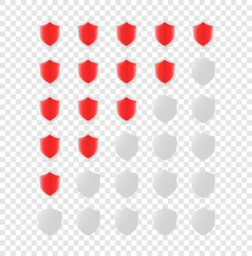 Red shields rating template isolated on transparent background Stock-Illustration