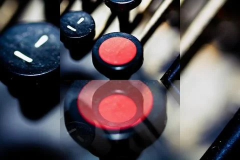 Red Shift key on a typewriter in digital photo editing Stock Photos