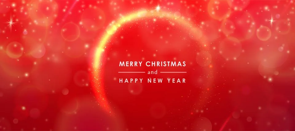 Red shine vector background with greeting text merry christmas and happy new Stock Illustration