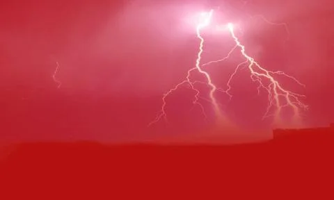 Red shining cosmic plasma vector lightning Fotos de archivo