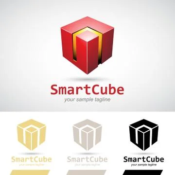 Red Shiny 3d Cube Logo Icon Stock Illustration