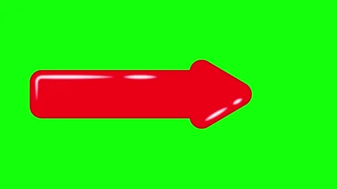 Red Shiny Arrow Cartoon Shape Animation on Green Background Stock Footage 258052030