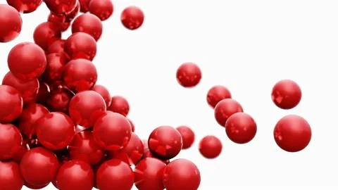 Red shiny balls fall into the box and completely fill the space Video stock 166323959