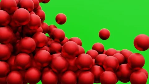 Red shiny balls fall Stock Footage 166323960