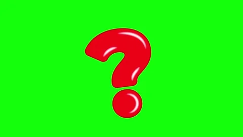 Red Shiny Question Mark Cartoon Shape Animation on Green Background Stock Footage 258052054