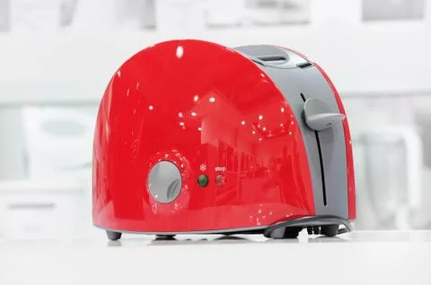 Red shiny toaster Foto stock