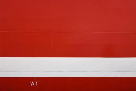Red Ship Hull With Weight Load Line Stock Photos