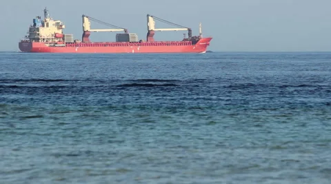 Red ship sails in the Red sea. Egypt, Africa. 10 seconds 스톡 동영상 46988044