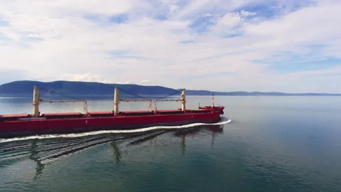 Red Ship in St Lawrence River Stock Footage 170350031