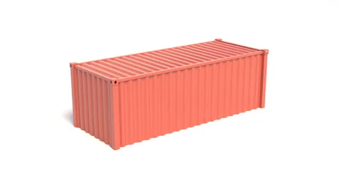 Red Shipping Cargo Container Twenty feet. Spining on camera pan. Stock Footage 87501686