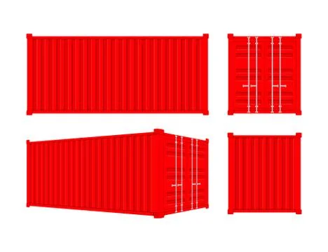 Red Shipping Cargo Container Twenty and Forty feet. for Logistics and Transpo Stock-Illustration