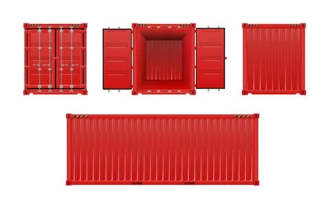 Red Shipping Cargo Container Twenty and Forty feet. Logistics and Transportation Stock Illustration