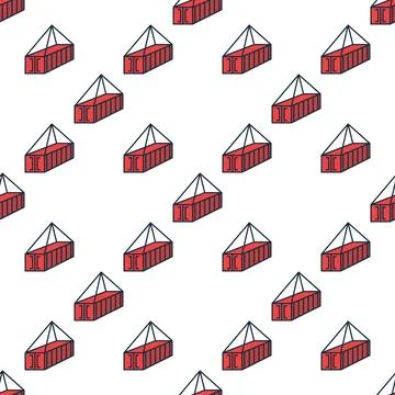 Red Shipping Container vector colored seamless pattern Illustrazione stock