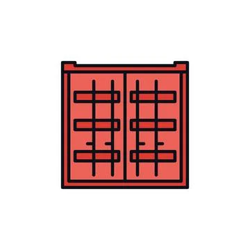 Red Shipping Container vector concept creative icon - Front View Stock Illustration