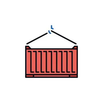 Red Shipping Container vector Intermodal Cargo concept creative icon Stock Illustration