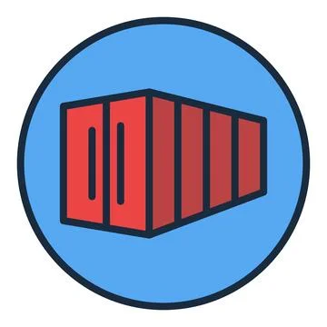 Red Shipping Container vector round colored icon Stock Illustration