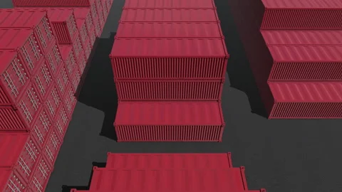 Red shipping containers loop top view Stock Footage 158234766