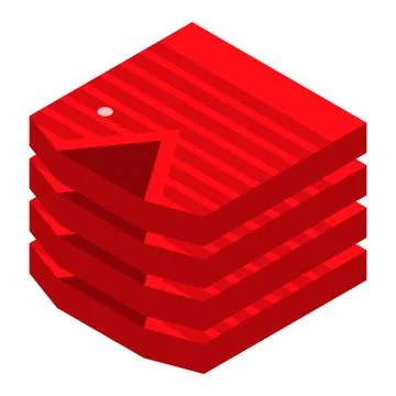 Red shirt stack icon, isometric style Stock Illustration