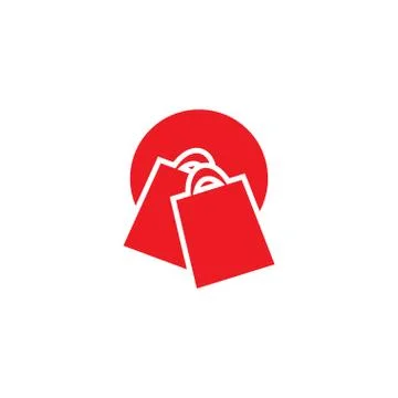 Red shopping bag with circle retail logo design template Stock Illustration