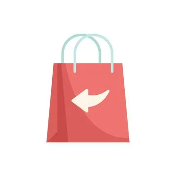 Red shopping bag with a return arrow displaying refund policy Illustration