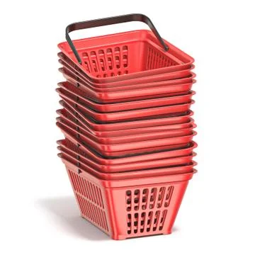 Red shopping baskets 3D Stock Illustration