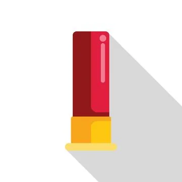 Red shotgun shell casting long shadow on white background Stock Illustration