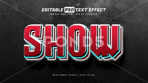 Red show 3d text effect editable Modello PSD