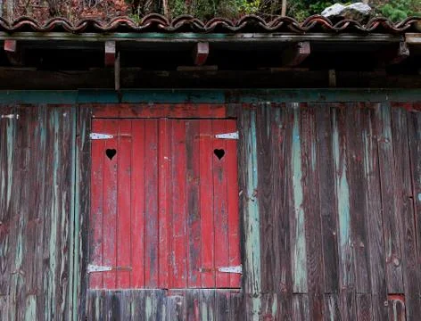 Red shutter with heart Stock Photos