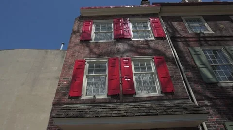 Red Shutters Brick House Stock Footage 62296679