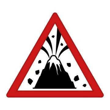 Red Sign Active Volcano Zone. Vector Icon. Prohibitory Road Sign. Danger Vo.. Stock Illustration