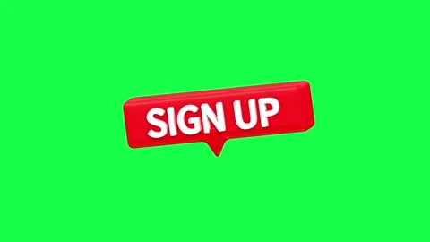 Red sign up button with green screen background Video stock 312109697