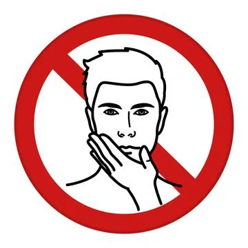 Red Sign Do Not Touch Eyes, Mouth, and Nose. Vector Icon. Safety Measures, .. Stock Illustration