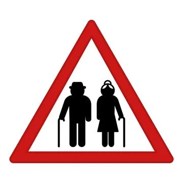 Red Sign Elderly People. Warning Road Sign. Vector Icons Ilustração Stock