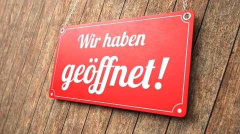 Red Sign Geoeffnet Stock Illustration