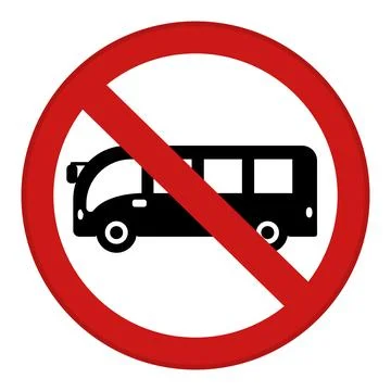 Red Sign No Entry for Bus. Warning Round Road Sign. Vector Icons Stock Illustration