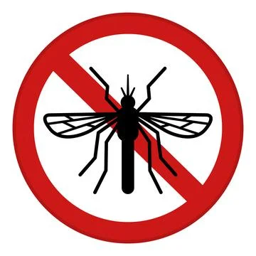 Red Sign No Mosquito. Vector Icon. Prohibitory Sign. Insect Control Stock Illustration
