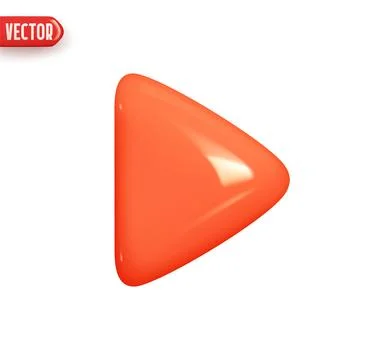 Red sign play button. Realistic 3d design element In plastic cartoon style. I Illustrazione stock