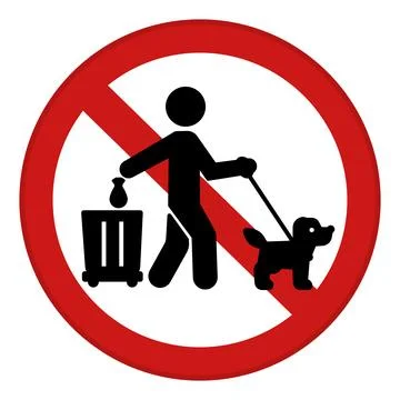 Red Sign Please Clean Up After Your Dog Poop. Vector Icon. Round Warning Si.. Stock Illustration