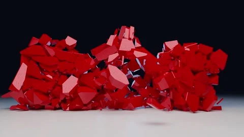 The red sign with the word FAT explodes into small particles. 3D Stock Footage 252616161