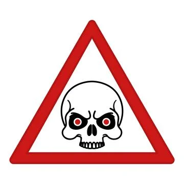 Red Sign Zombie Outbreak. Vector Icon. Humorous Road Sign. Skull with Red E.. Stock Illustration