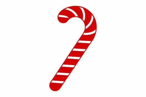 Red silhouette of candy cane with striped pattern isolated on white backgro.. Stock Illustration