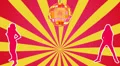 Red Silhouette Dancers with radial ray background, HD HD Footage