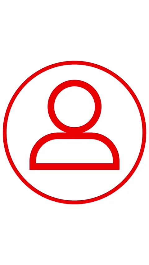 Red silhouette of a person icon within a red circle on white. Person icon u.. Stock Footage 344844229