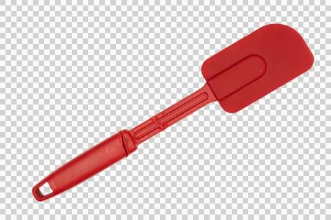 Red silicone kitchen spatula isolated on transparent PNG background Stock Photos