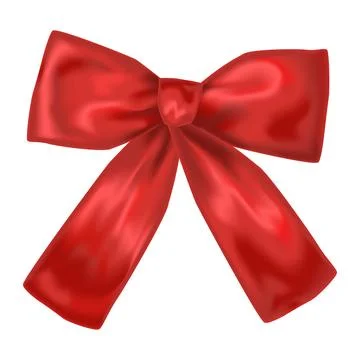 Red silk bow. Realistic  illustration on a white background. Vector 10eps Stock Illustration