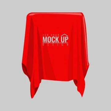 Red silk cloth covered object for. Cartoon style hand drawn flat and solid color Stock Illustration