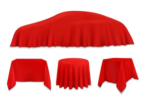 Red silk cloth covered objects, hanging napkin Stock Illustration