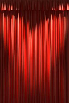 Red silk curtain under two spot lights Stock Illustration